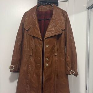 Brown Leather Women's Coat